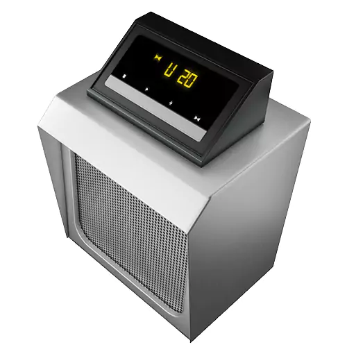 A sound-wave subwoofer with a touch-screen controlled in a plain space from Bahrain.